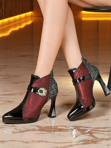 Heel Women's Ankle Glitter High Boots FashionChic