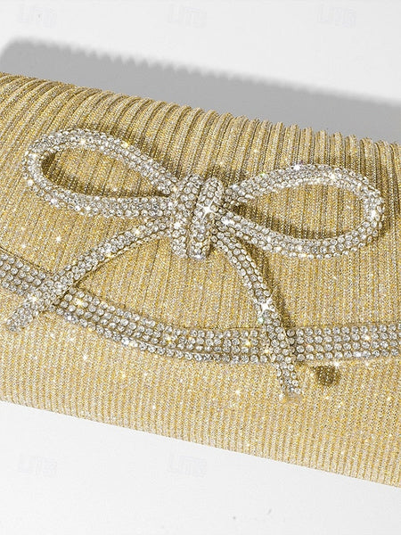 Purse Accent Blue Bow Rhinestone Clutch Glitter with FashionChic