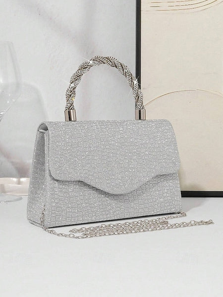 Glitter Rhinestone – with Handle Silver Handbag Women's FashionChic