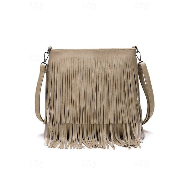 - Women's Leather Bag Faux Fringe Bohemian Crossbody FashionChic
