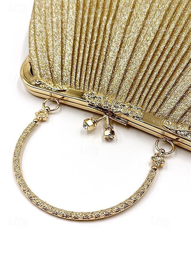 with Pleated Glitter Women's Vintage Clutch Evening Purse FashionChic