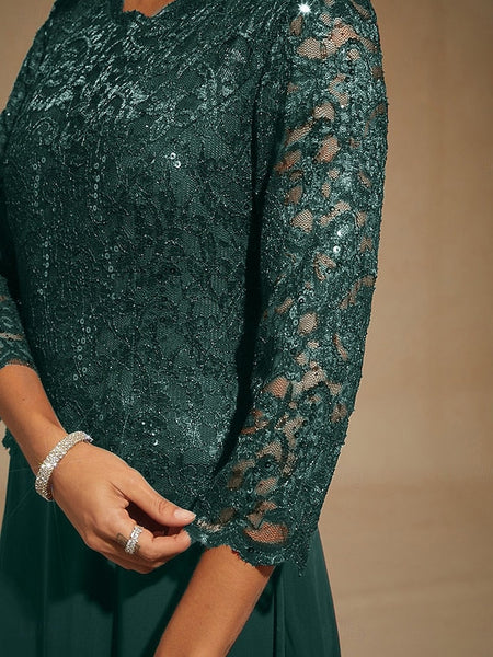 Women's Maxi Dress Chiffon Dress Lace Sequins Embroidered FashionChic