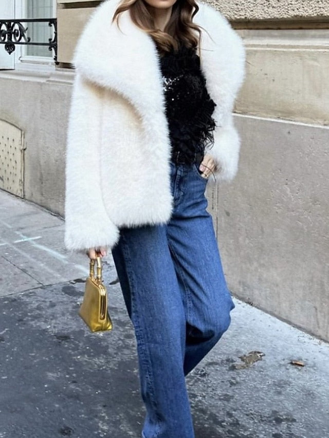 Faux Fur Coat Furs Women's Comfortable Leathers Warm FashionChic