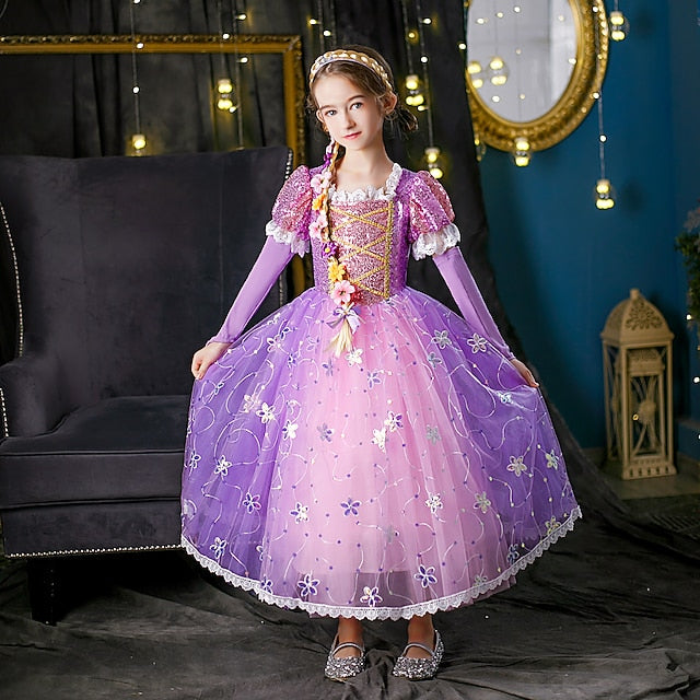 Cloak Princess Dress Cosplay Flower Girl Rapunzel FashionChic