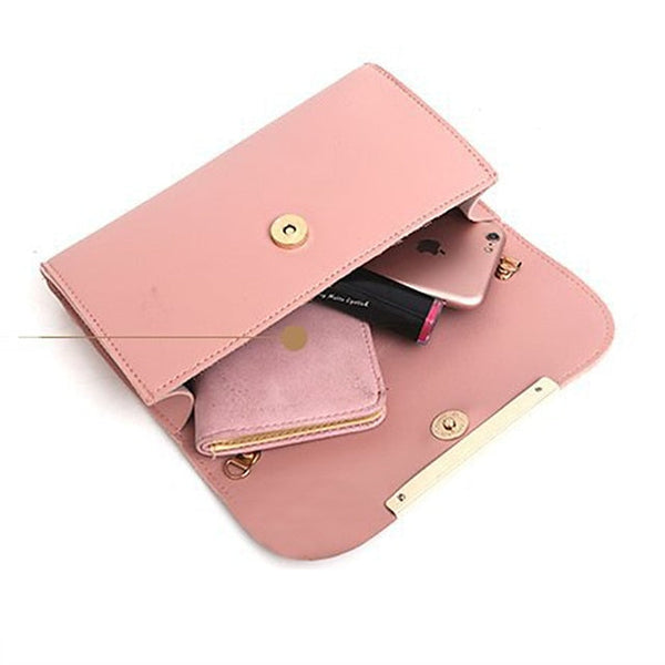 Leather Women's Set Tote 3-Piece Pink Faux - Handbag FashionChic