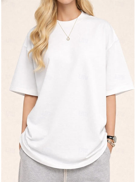 Women's Tee 100% Cotton Solid Color Stylish Classic Casual FashionChic