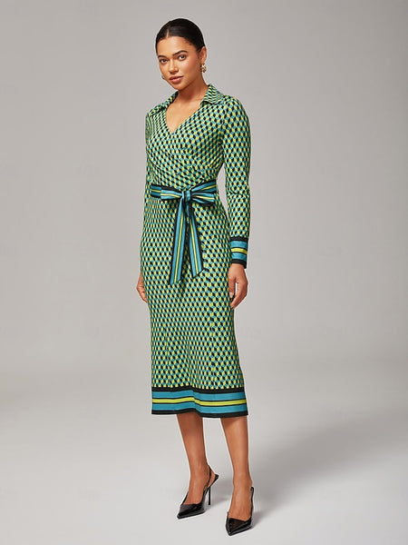 3D Geometric Stretchy Wrap Dress