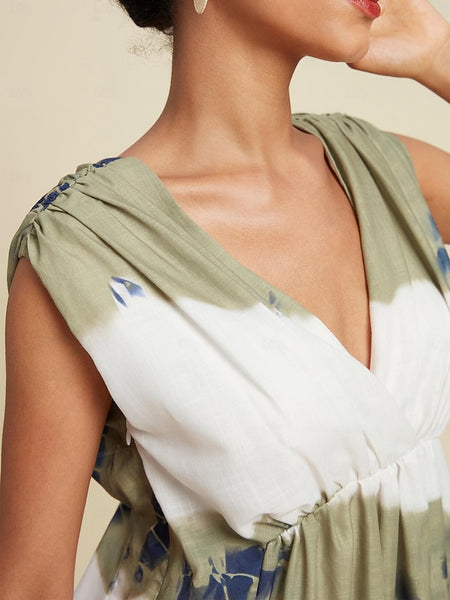 Tie-dye Printed Sleeveless Maxi Dress