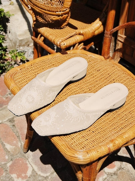 – Flats Women's Mesh Ballet Elegant Lace White Sheer FashionChic