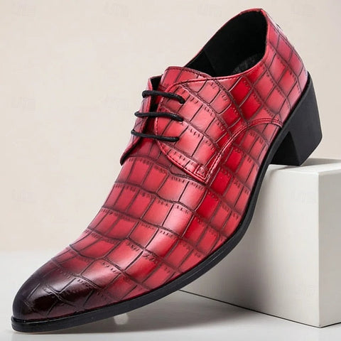 Pattern Dress Shoes Crocodile Leather – Red Faux Men's FashionChic