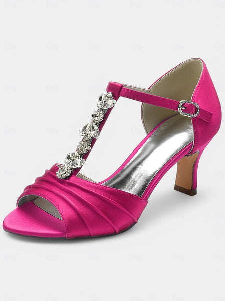 Satin Detail Open-Toe with White – Heels Bridal Crystal FashionChic