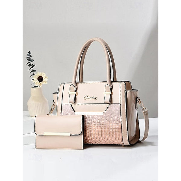 Faux Set Handbag Glossy Women's – Patent Leather FashionChic