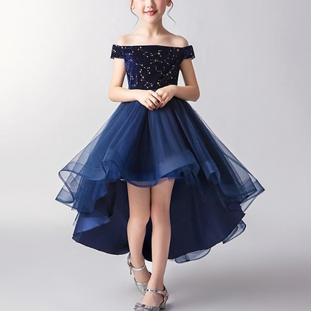 Performance Dress Party Color Solid Girls' Sleeveless Kids FashionChic