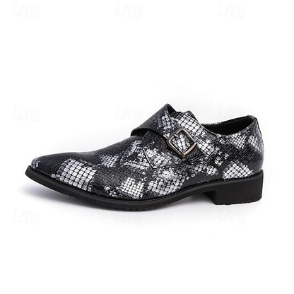 Formal Brown Print Snake Shoes Strap Monk Men Classic – for FashionChic