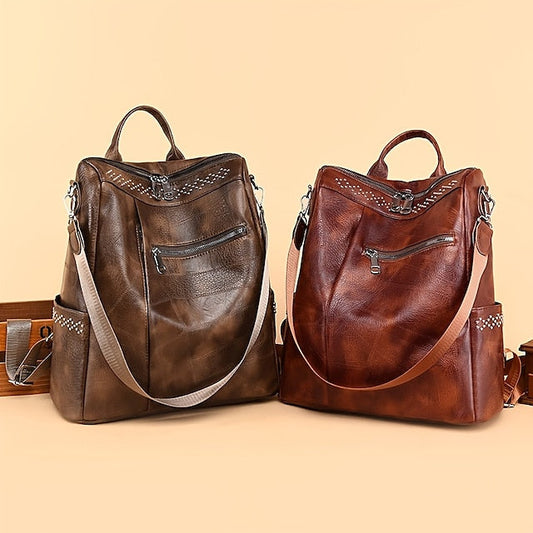 Large Backpack Women's - Leather Multi-Function Capacity FashionChic