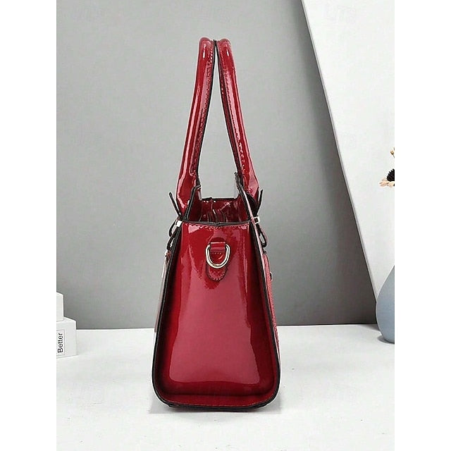 Faux Set Handbag Glossy Women's – Patent Leather FashionChic