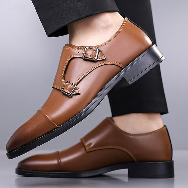 Strap Double – Men's Leather Elegant Shoes Monk Dress FashionChic