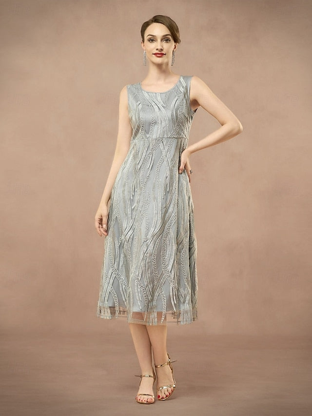 A-Line Neck the Two Jewel of Pieces Dress Bride Elegant Mother FashionChic