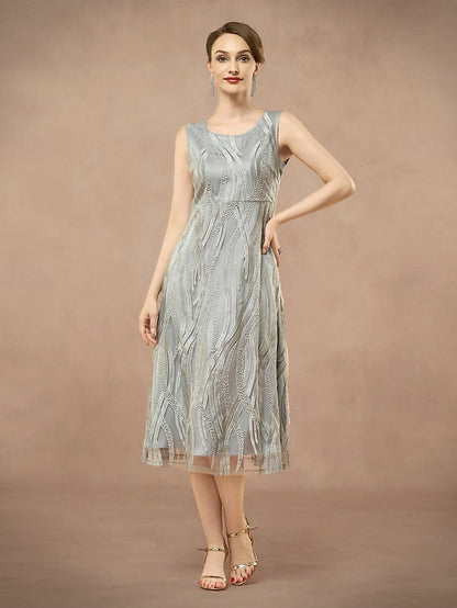 Neck Two Jewel Mother Dress Bride Elegant of the Pieces A-Line FashionChic