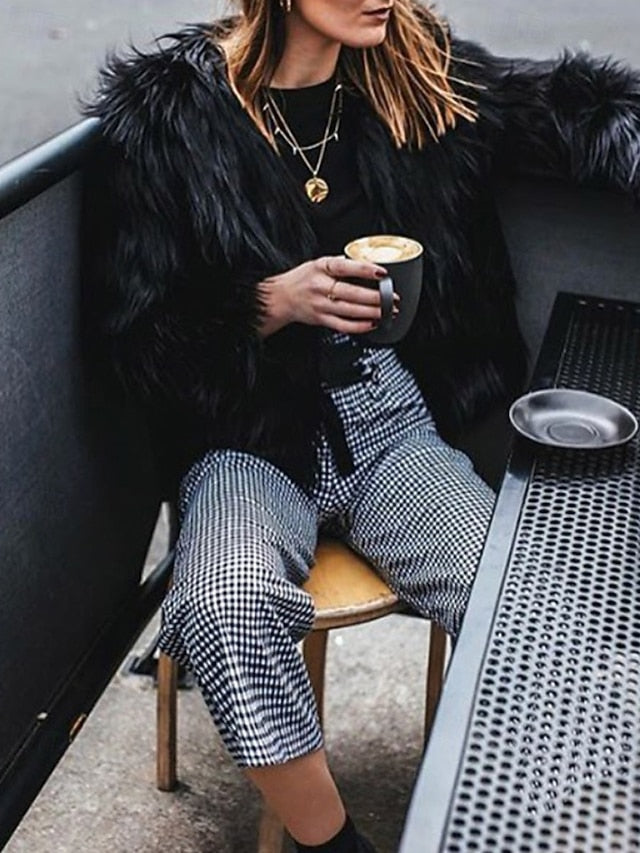 Comfortable Furs Faux Fur Warm Leathers Coat Women's FashionChic