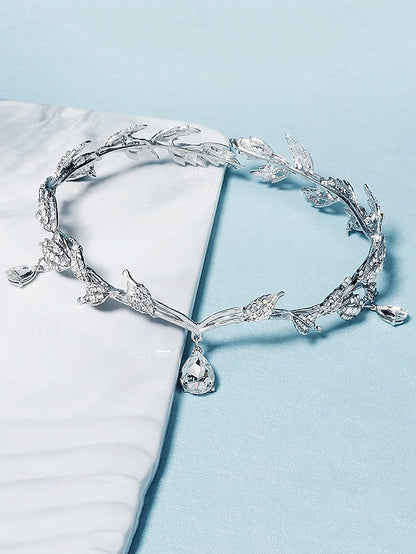 with Gold Vintage Drops Headpiece – Gemstone Blue Leaf FashionChic