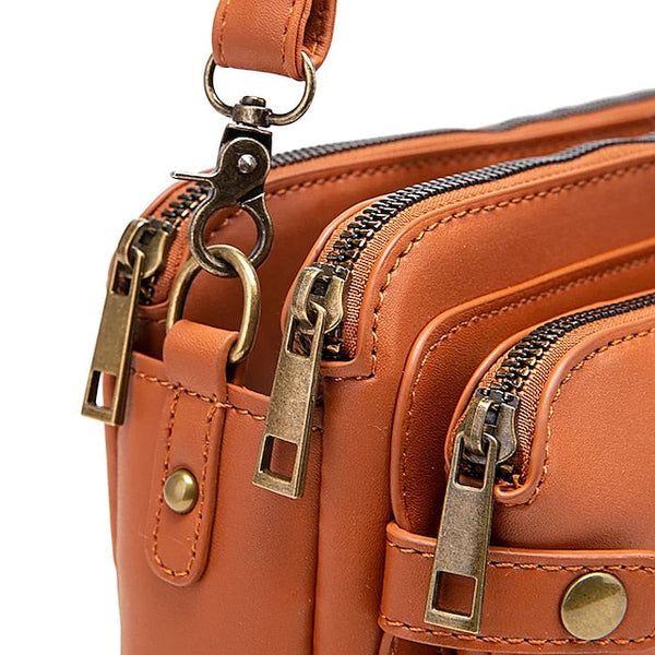 Shoulder Leather Women's Vintage Three-Layer Crossbody FashionChic
