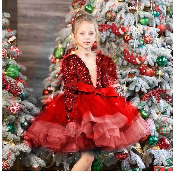 Sleeve Sequin Fall Summer Girls' Spring 3D Dress Long FashionChic