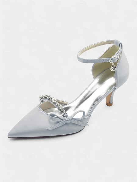 Pointed-Toe Wedding – Shoes Heel Elegant Kitten Women for FashionChic