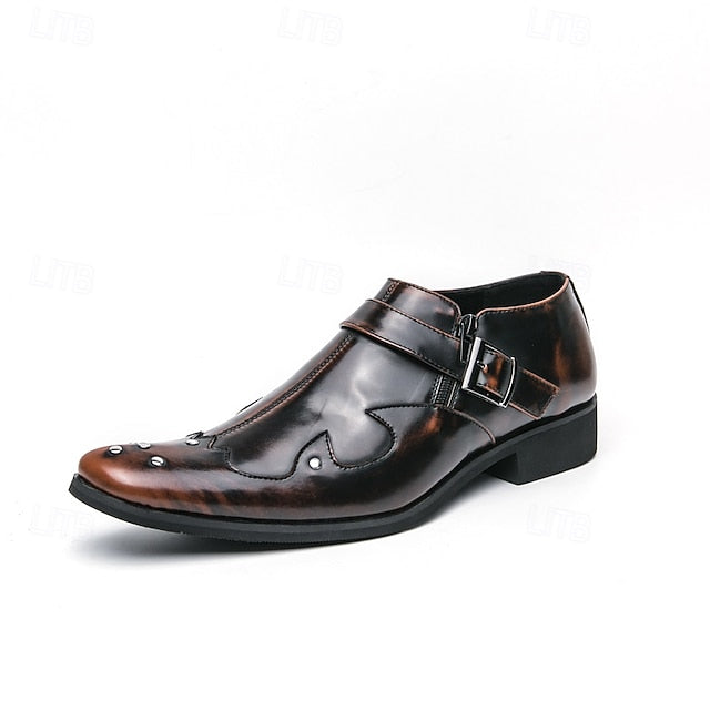 Formal Monk Black – Dress Men's Strap Leather Shoes FashionChic