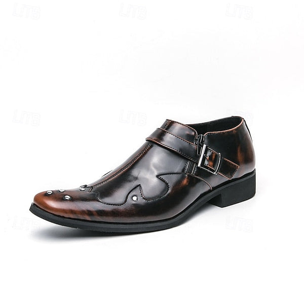 Formal Monk Black – Dress Men's Strap Leather Shoes FashionChic