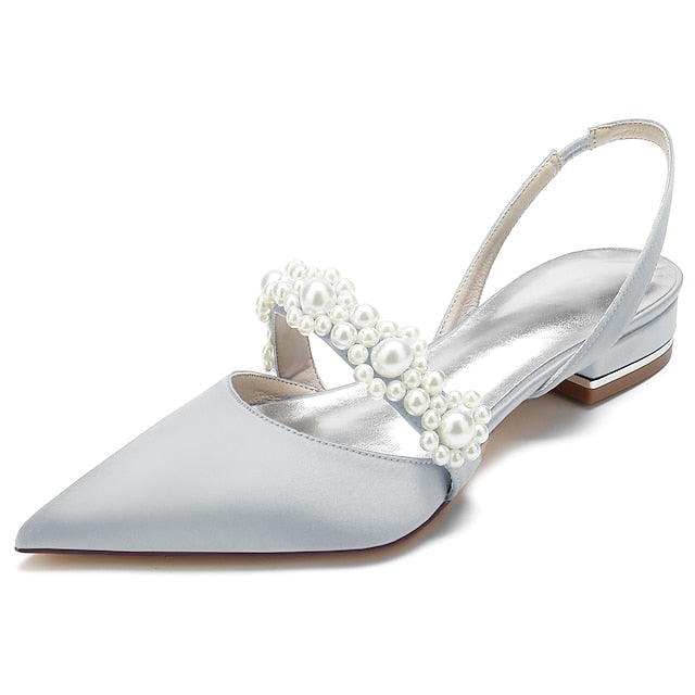 Dress Pearl White Elegant Satin with Women's Shoes FashionChic