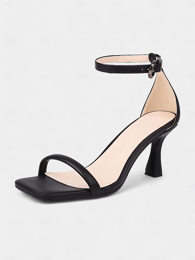 Sleek - Ankle Minimalist Strap Green Women Mid-Heel Sandals for FashionChic