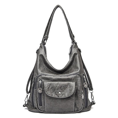 Bag - Leather Women's Faux Hobo Vintage-Style Brown FashionChic