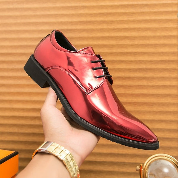 for Formal Green Glossy Men Lace-Up Shoes Patent Leather – FashionChic