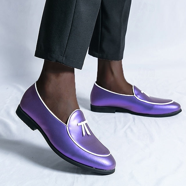 with Leather Patent Yellow Black Faux Men's Loafers Trim FashionChic