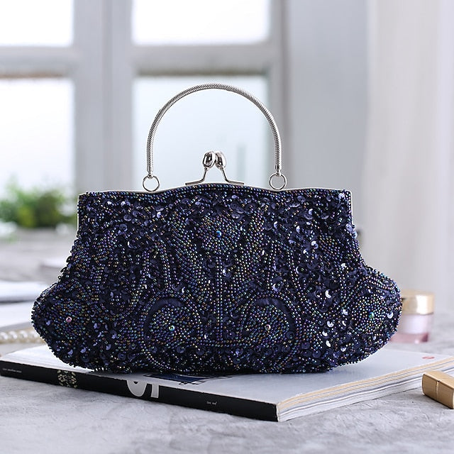 Vintage Evening Clutch Beaded Purse White Women's – FashionChic