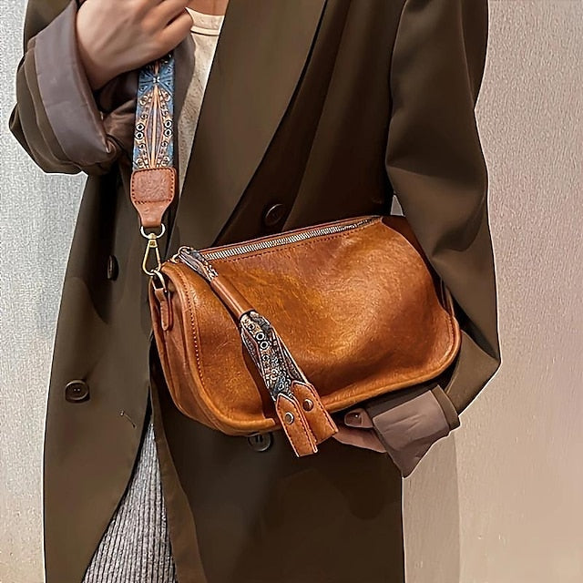 with Vintage Leather Bohemian Strap Handbag – PU Women's FashionChic