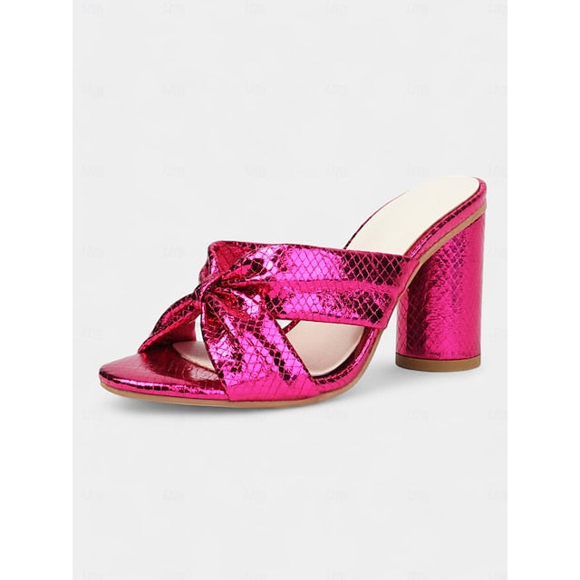 Bridal – Mules Pink Bow with Women's Design Metallic FashionChic