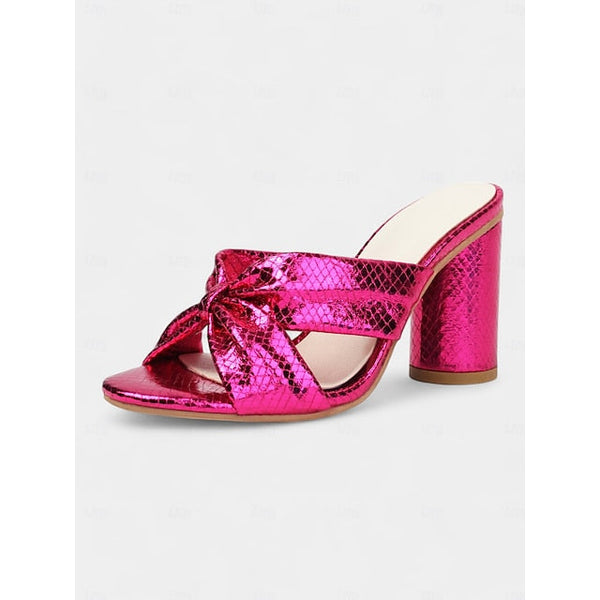 Bridal – Mules Pink Bow with Women's Design Metallic FashionChic