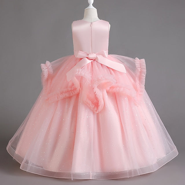 Color Dress Girls' Sleeveless Party Solid Kids Sequin FashionChic