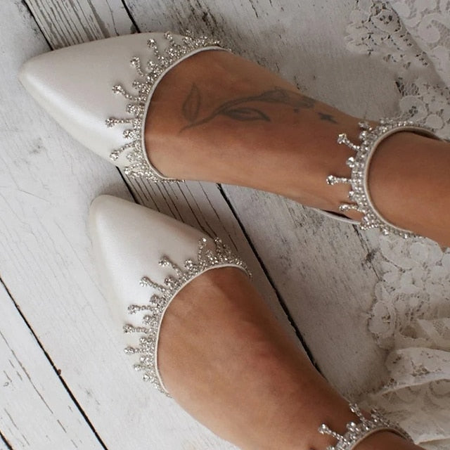 Wedding Women's Shoes Elegant Flats with – White Bridal FashionChic