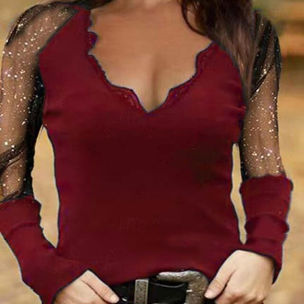 Women's Blouse Plain Vintage Stylish Long Sleeve V Neck FashionChic