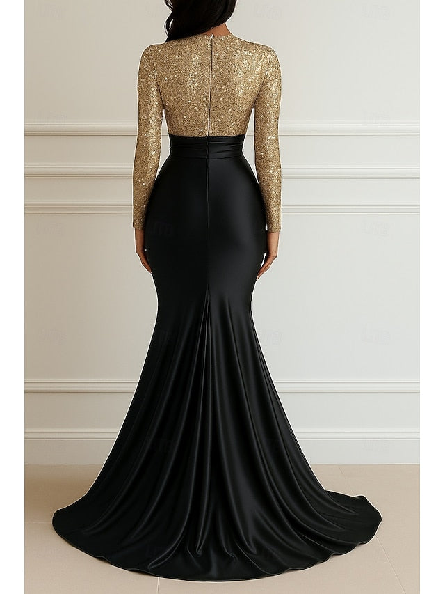 Elegant Gown Evening Wedding Sequin Formal Dress Floor Mermaid FashionChic