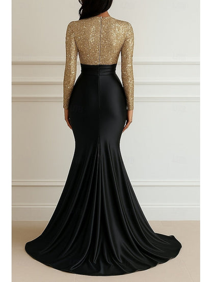 Formal Floor Dress Gown Mermaid Elegant Evening Wedding Sequin FashionChic