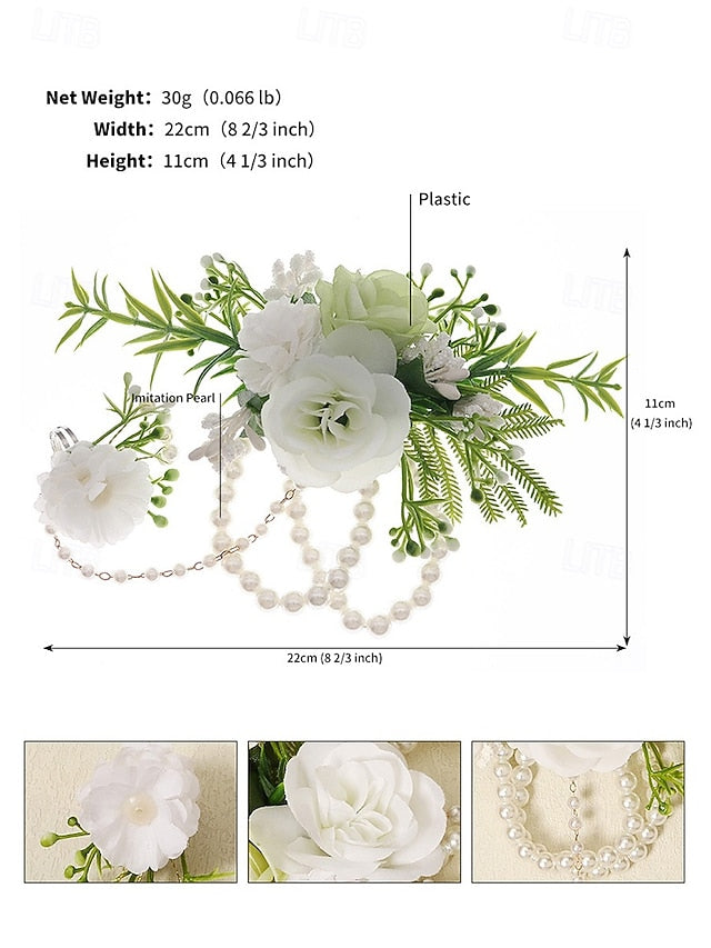 and – Elegant White Set Pearls Jewelry Wrist with Hand Floral FashionChic