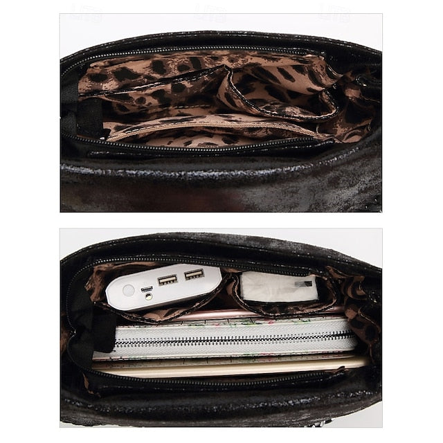 Leather Faux Bag with Chain Red Whipstitch Shoulder Detailing FashionChic