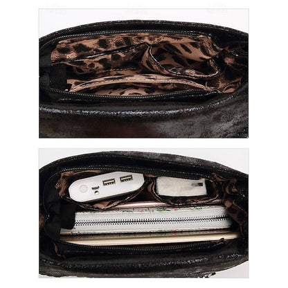 Leather Faux Bag with Chain Red Whipstitch Shoulder Detailing FashionChic