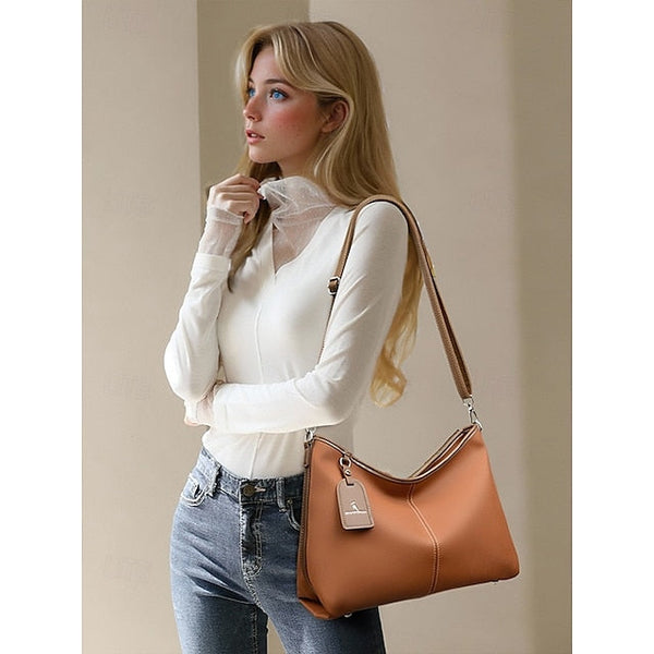 Bag Brown Hobo Leather Faux with Accents Green FashionChic