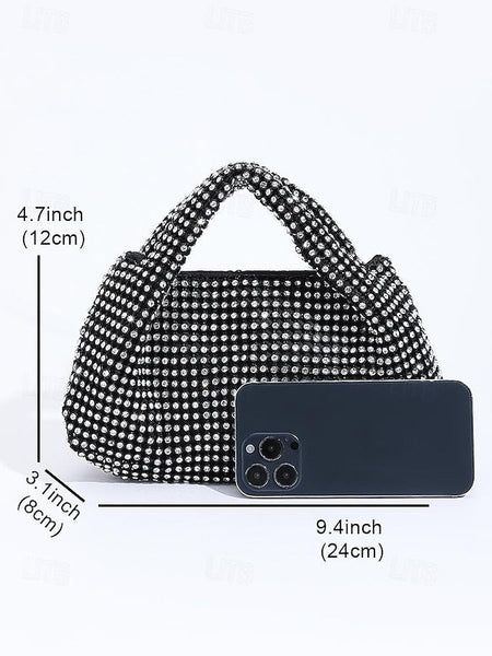 Women's Rhinestone Silver Sparkling Evening – Handbag FashionChic
