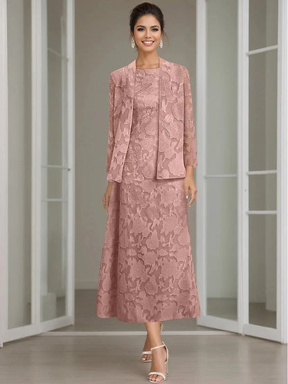 Blue Mother of the Piece Pink A-Line Two Dress Sets Bride FashionChic